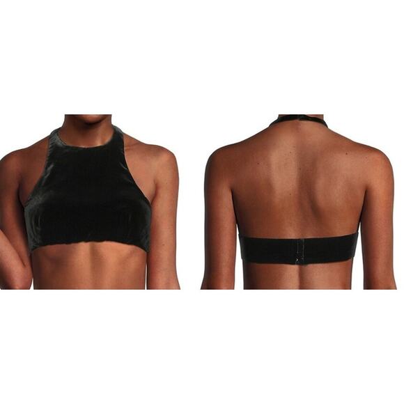 Valentino Velvet Halter Crop Top Black Size 10 - Picture 3 of 8